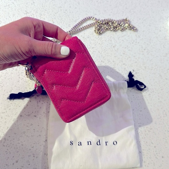 Sandro Wallet on Chain Mini Bag Hot Pink - Picture 1 of 4